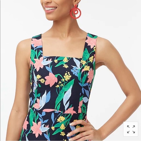 NWT J. Crew Floral Basket Weave Square Neckline Dress - Picture 5 of 7